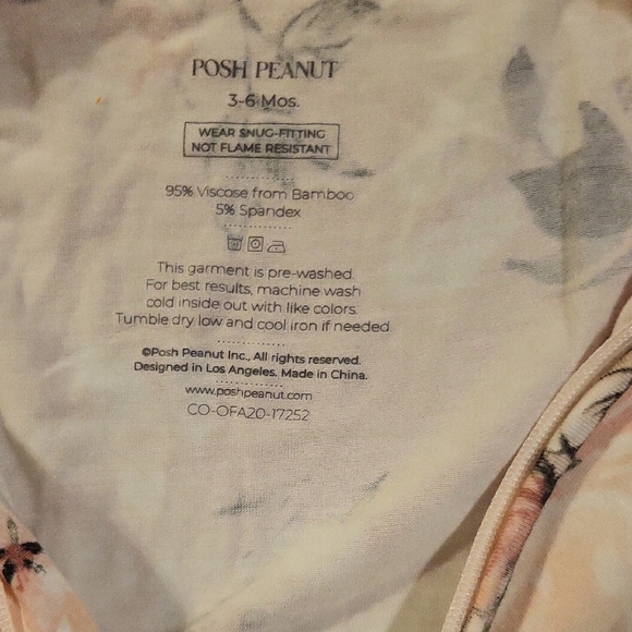 Posh Peanut Floral Pink and Green Footies with Long Sleeves - Picture 2 of 4